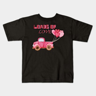 Loads Of Love Valentines Day Cute V-Day Tractor Boys Kids Kids T-Shirt